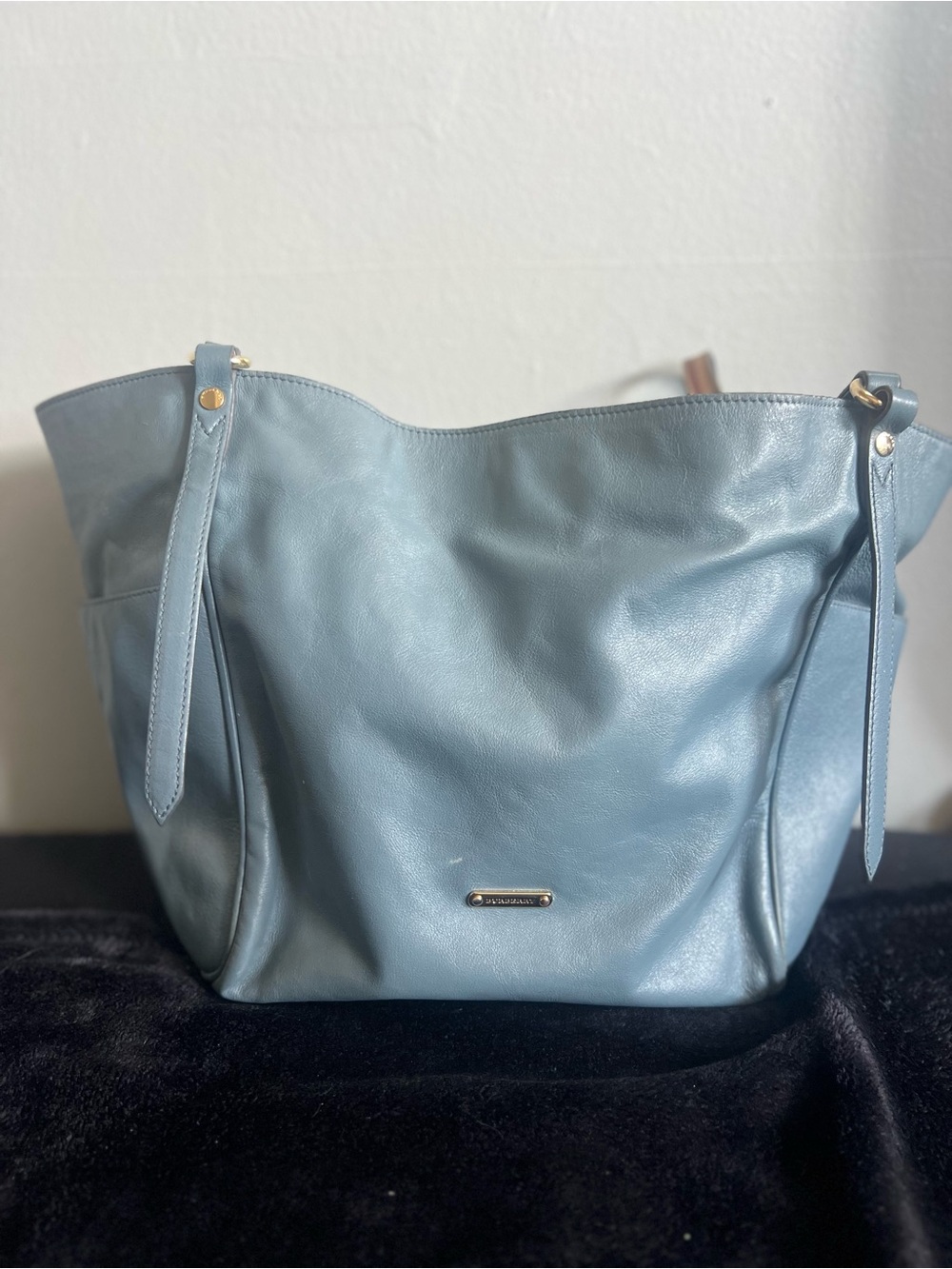 Burberry Slate Blue Leather Panels Small
Canterbury Tote Bag